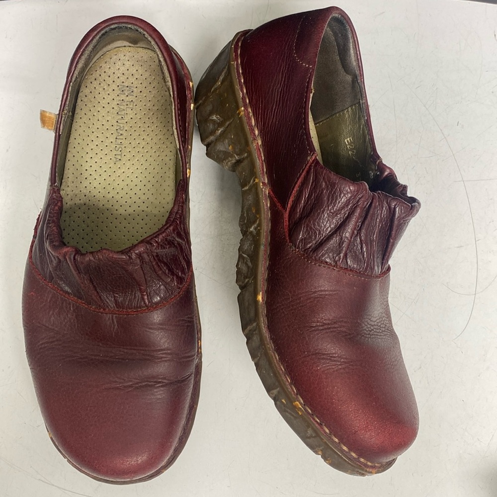 EL NATURALISTA Burgundy Leather Loafer Shoes Size 37